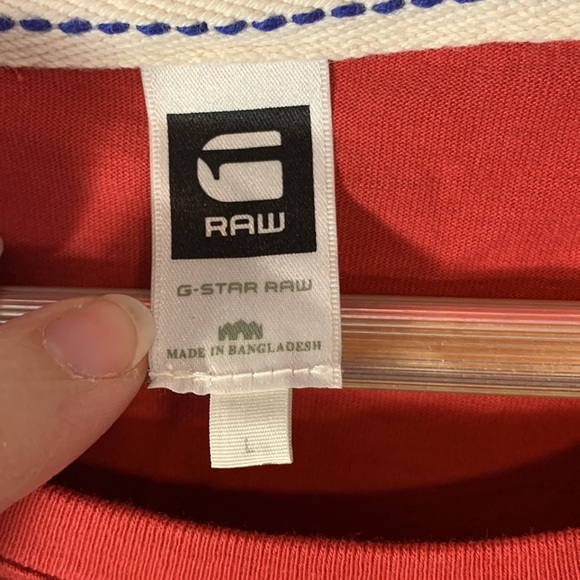 G STAR RAW red tshirt size large originals D 301 four barrel short sleeves - Picture 3 of 8